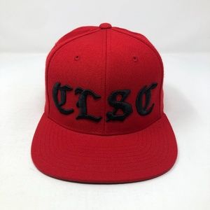 Classic CLSC Red Old English Script Streetwear Snapback Hat